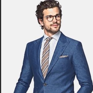 Suit Supply 100 percent Linen Blue Suit (includes pants and blazer)